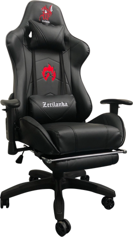 Silla Gamer Reclinable Ergonómica Negra con Reposapiés
