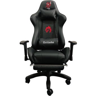 Silla Gamer Reclinable Ergonómica Negra con Reposapiés