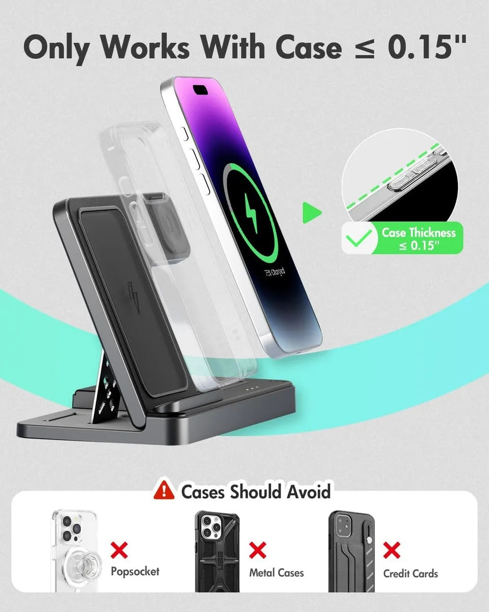 Cargador Inalámbrico 3 en 1 para iPhone, Apple Watch y AirPods