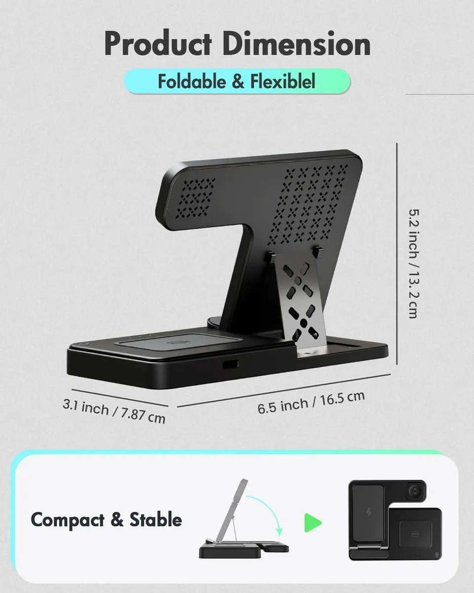 Cargador Inalámbrico 3 en 1 para iPhone, Apple Watch y AirPods
