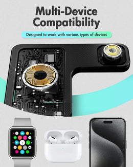 Cargador Inalámbrico 3 en 1 para iPhone, Apple Watch y AirPods