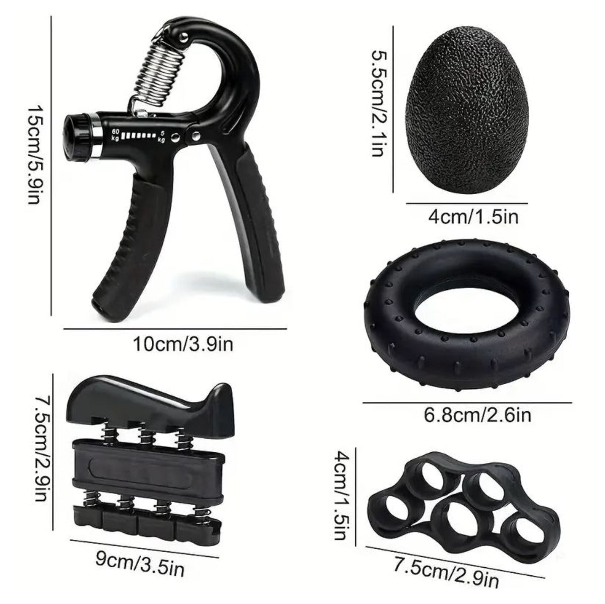 Kit Fortalecedor de Agarre 5 en 1 para Entrenamiento de Manos