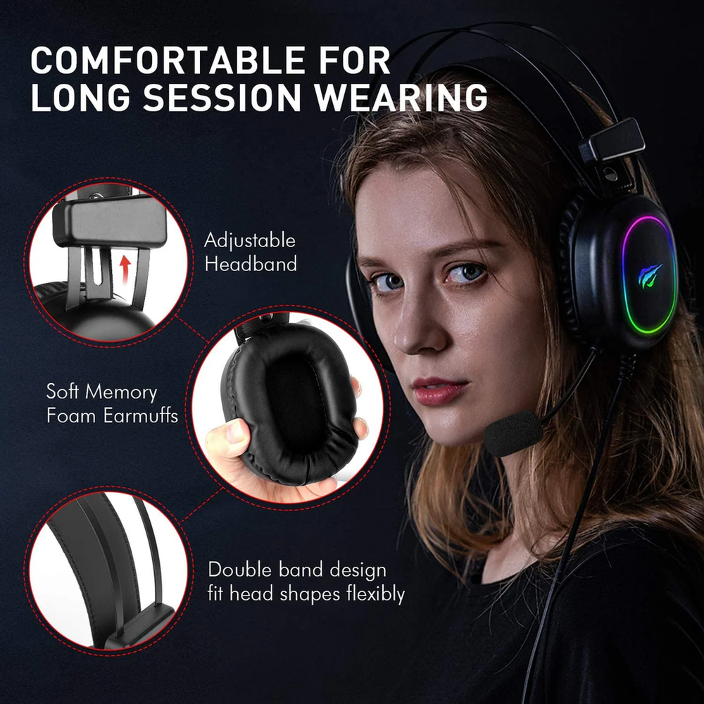 AUDIFONOS DIADEMA GAMER RGB ESTEREO MICR