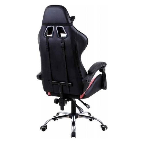 Silla Gamer con Reposapiés Negra y Rosada Reclinable 135°