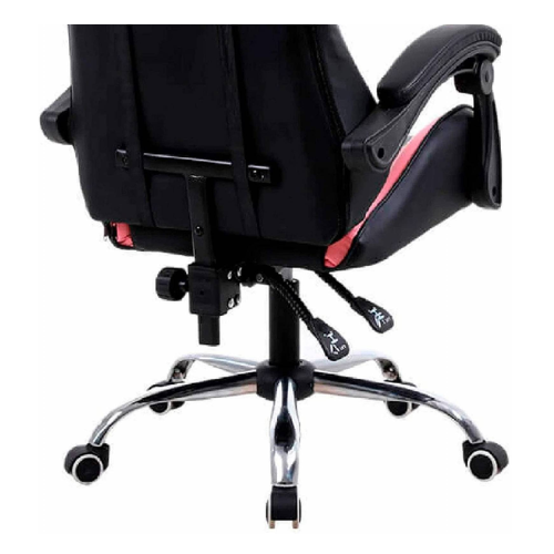Silla Gamer con Reposapiés Negra y Rosada Reclinable 135°