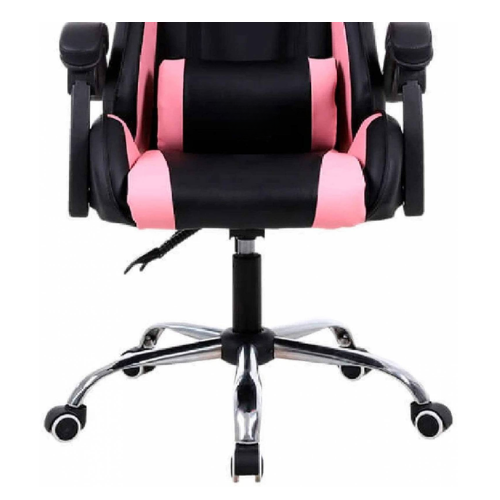 Silla Gamer con Reposapiés Negra y Rosada Reclinable 135°