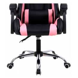 Silla Gamer con Reposapiés Negra y Rosada Reclinable 135°