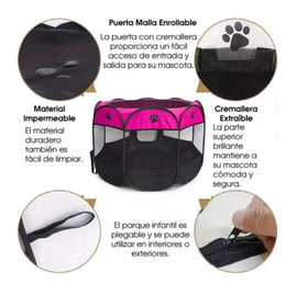 Corral Plegable para Perros y Gatos Pequeños con Malla Transpirable