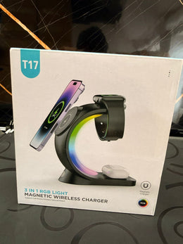 Cargador Inalámbrico 3 en 1 con Luz RGB