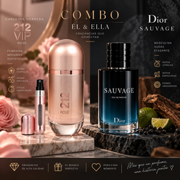 Set Dúo Perfumes: 212 VIP Rosé & Dior Sauvage EDT 100ml c/u