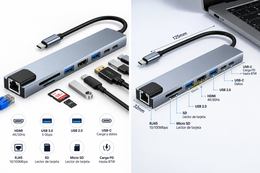 Hub USB-C 8 en 1 con HDMI 4K y Ethernet