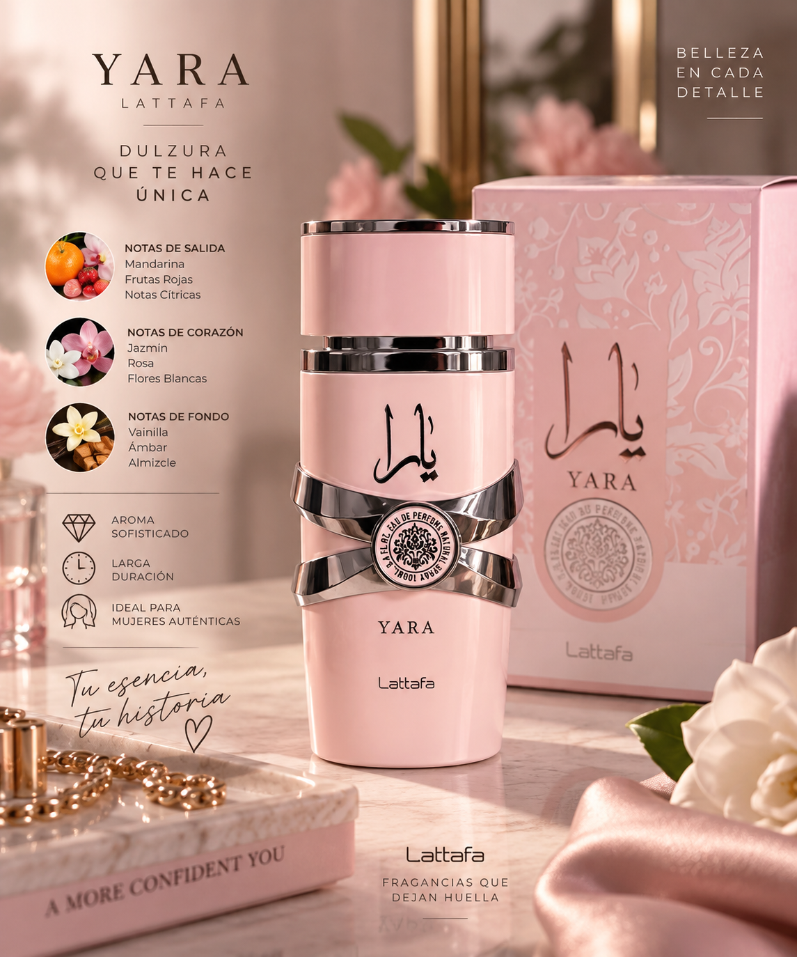 Set Trío Perfumes Femeninos: 212 VIP Rosé & Yara Lattafa & Coco Mademoiselle 100ml c/u