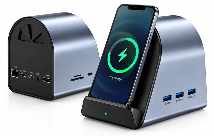 Hub USB 11 en 1 con Cargador Inalámbrico