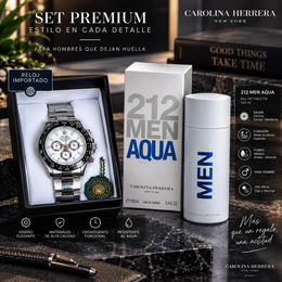 Set Regalo: 212 Men Aqua EDT 100ml & Reloj Rolex Daytona