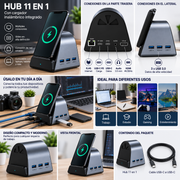 HUB CON CARGADOR INALÁMBRICO 11 EN 1
