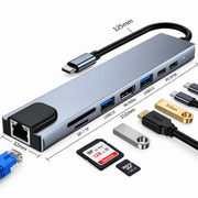 Convertidor tipo C 8 en 1 hub usb HDMI